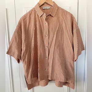 Everlane Drapey Square Shirt – Burnt Orange Gingham – Size S